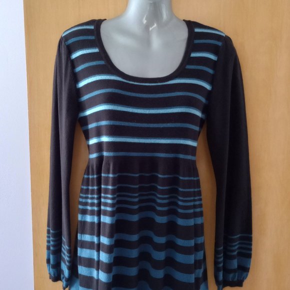STYLE & CO SIZE MEDIUM BLUE AND BLACK TUNIC SWEATER Nice! - Picture 2 of 4
